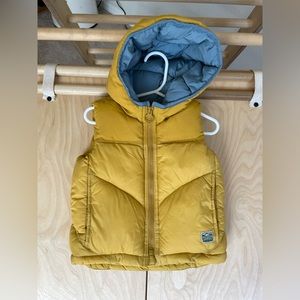 Like New Zara Baby Insulated Vest with Hood Mustard Yellow 12-18 months
